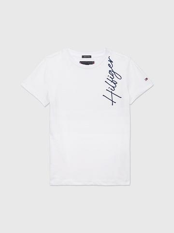 White Tommy Hilfiger Signature T Shirts | NZ_B2202