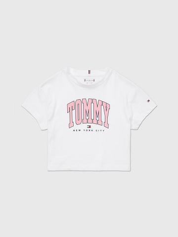 White Tommy Hilfiger Varsity Print T Shirts | NZ_G1274