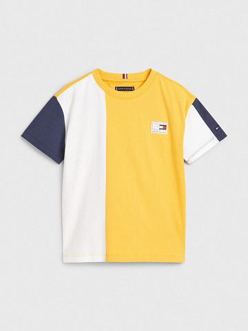 Yellow Tommy Hilfiger Colorblock T Shirts | NZ_G1239