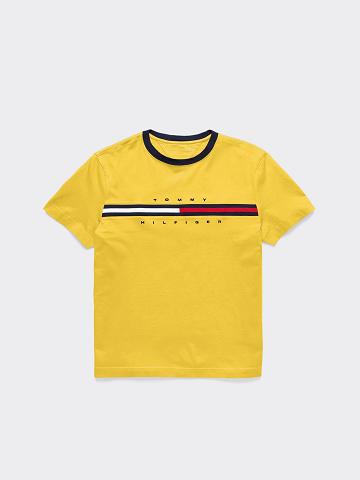 Yellow Tommy Hilfiger Flag T Shirts | NZ_B2171