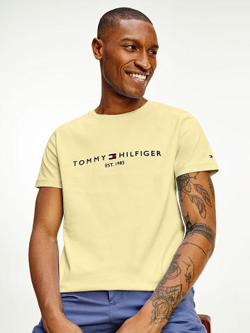 Yellow Tommy Hilfiger Hilfiger logo T Shirts | NZ_M31042